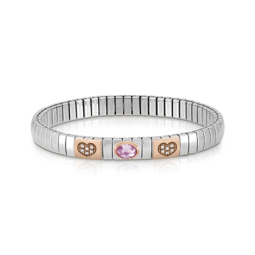 Nomination Armband XTE aus Edelstahl, 375er Gold, Cubic Z, und Zikonia (HERZ) (003_ROSA)