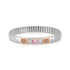 Nomination Armband XTE aus Edelstahl, 375er Gold, Cubic Z, und Zikonia (HERZ) (003_ROSA)