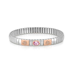 Nomination Armband XTE aus Edelstahl, 375er Gold, Cubic Z, und Zikonia (KLEEBLATT) (003_ROSA)