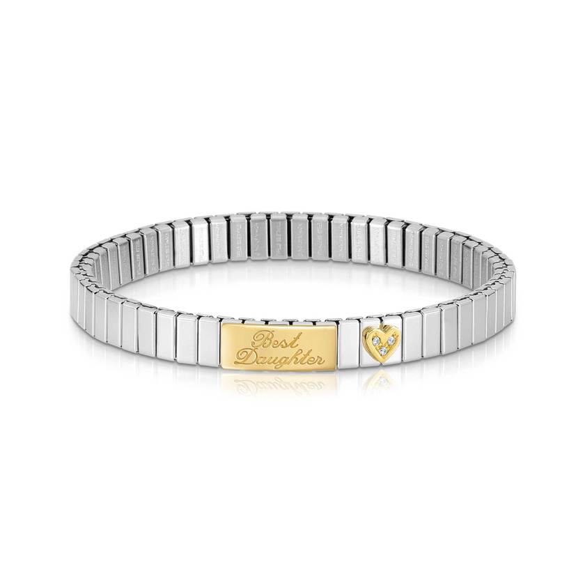 Nomination Armband XTE S Edelstahl und 750er Gold und Symbol, Cubic Zirkonia und Inschrift (006_Best Daughter)