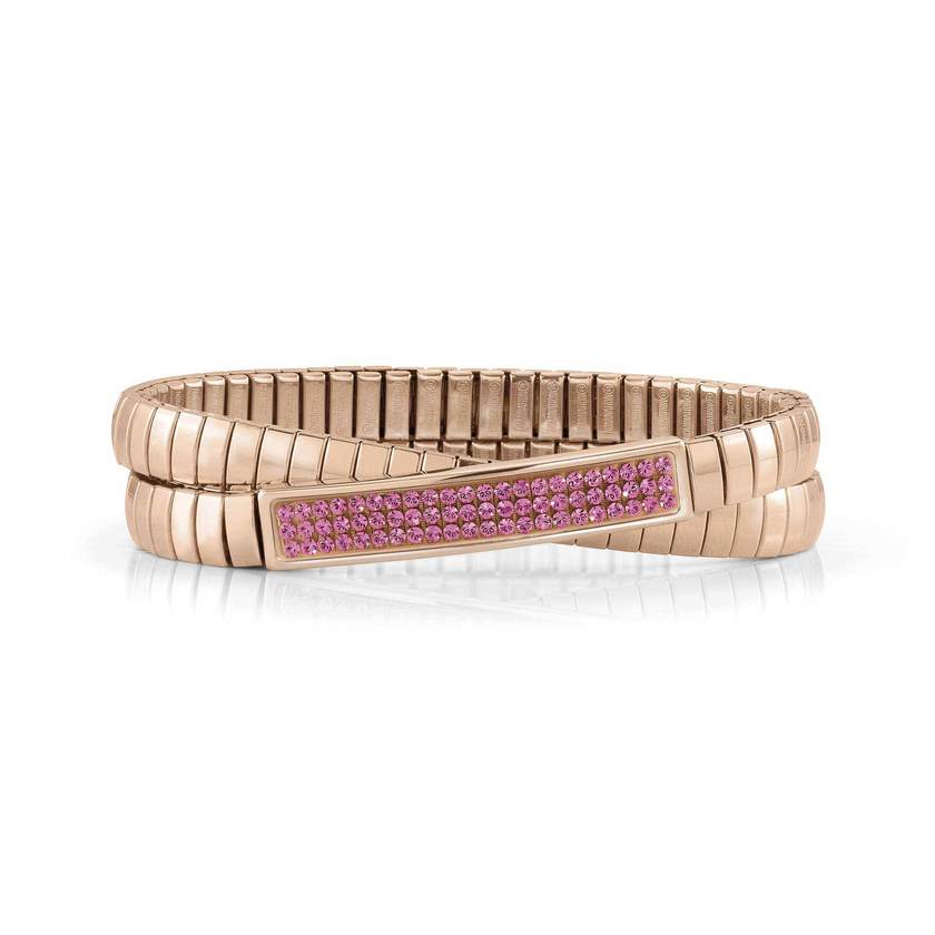 Nomination Armband XTE aus Edelstahl und Crystal DOPPELT mit ROSEGOLD (030_FUCHSIA)