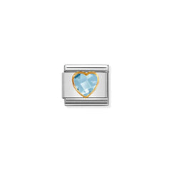Nomination Composable Classic FACETTIERTE ZIRKONIA HERZ Edelstahl, 750er Gold (006_HIMMELBLAU)