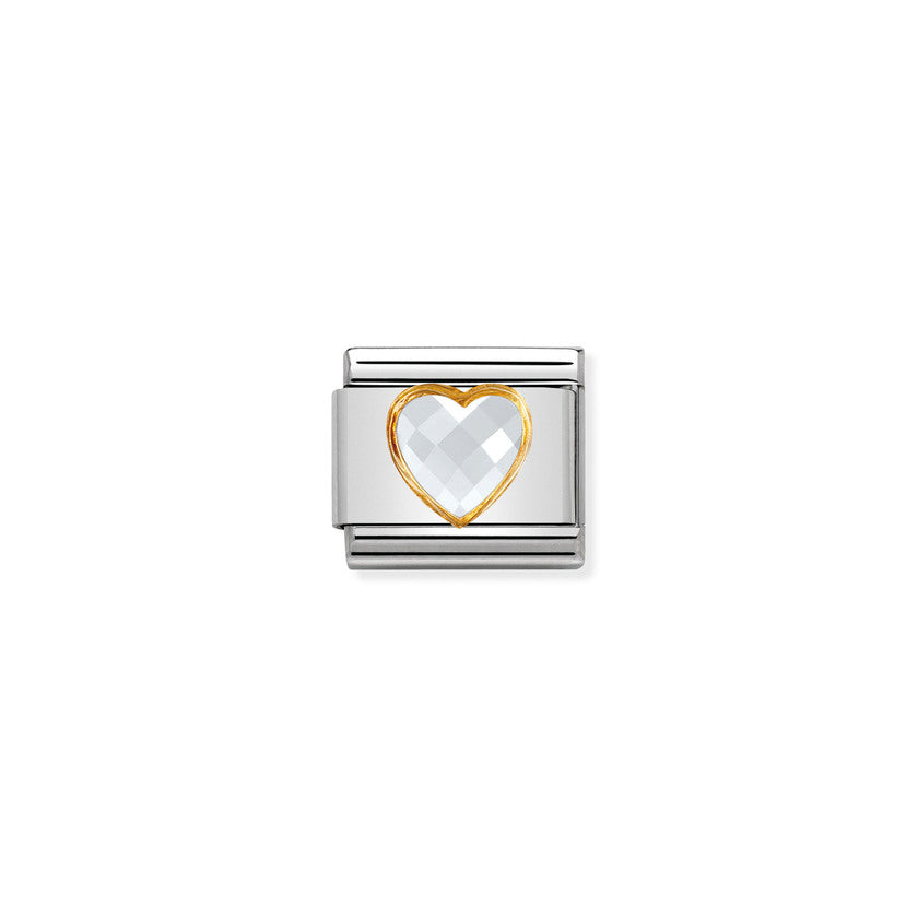 Nomination Composable Classic FACETTIERTE ZIRKONIA HERZ Edelstahl, 750er Gold (010_WEISS)
