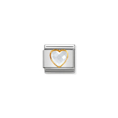 Nomination Composable Classic FACETTIERTE ZIRKONIA HERZ Edelstahl, 750er Gold (010_WEISS)