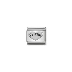 Nomination COMPOSABLE CLASSIC OXIDIERTE SYMBOLE aus Edelstahl, mit 925er Silber verziert, (18_Herz Friend)
