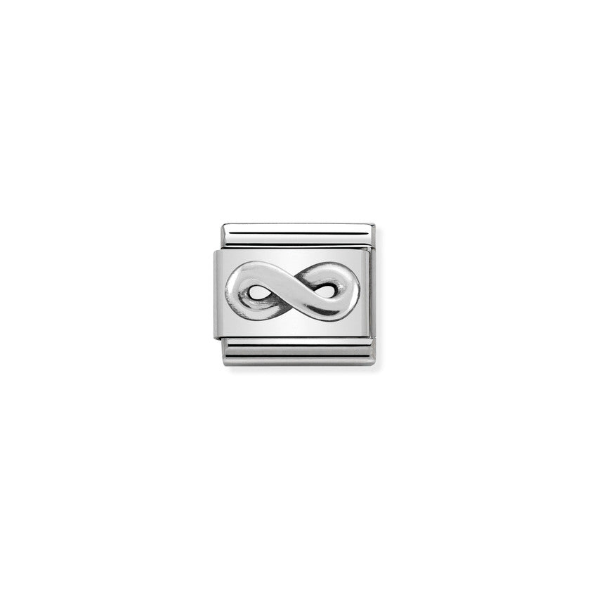 Nomination COMPOSABLE CLASSIC OXIDIERTE SYMBOLE aus Edelstahl, mit 925er Silber verziert, (21_Unendlichzeichen)