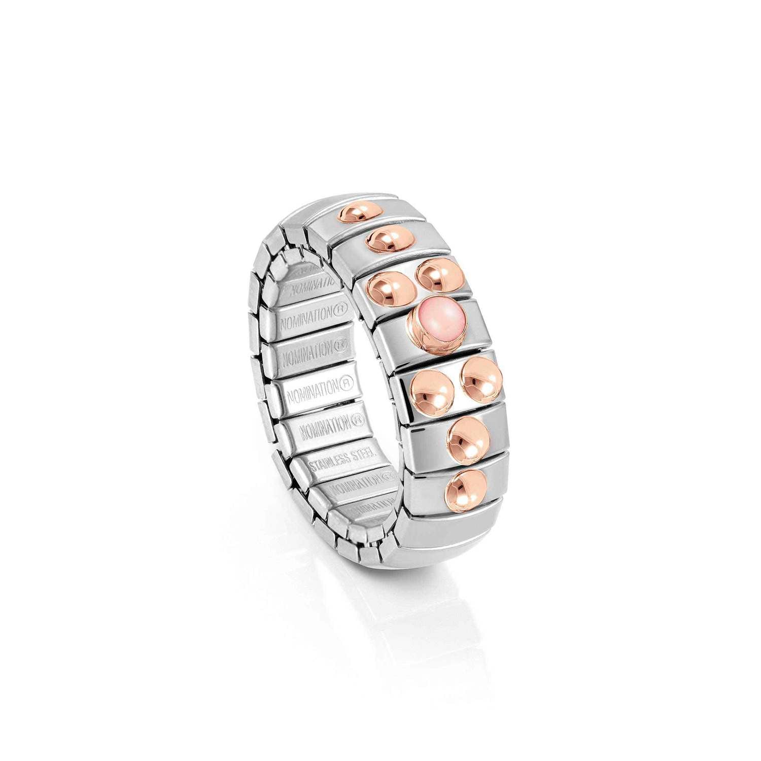 Nomination XTE SMALL Ring aus Edelstahl, mit 9Kt Rosegold und 1 Edelstein verziert (006_KORALLE ROSA)
