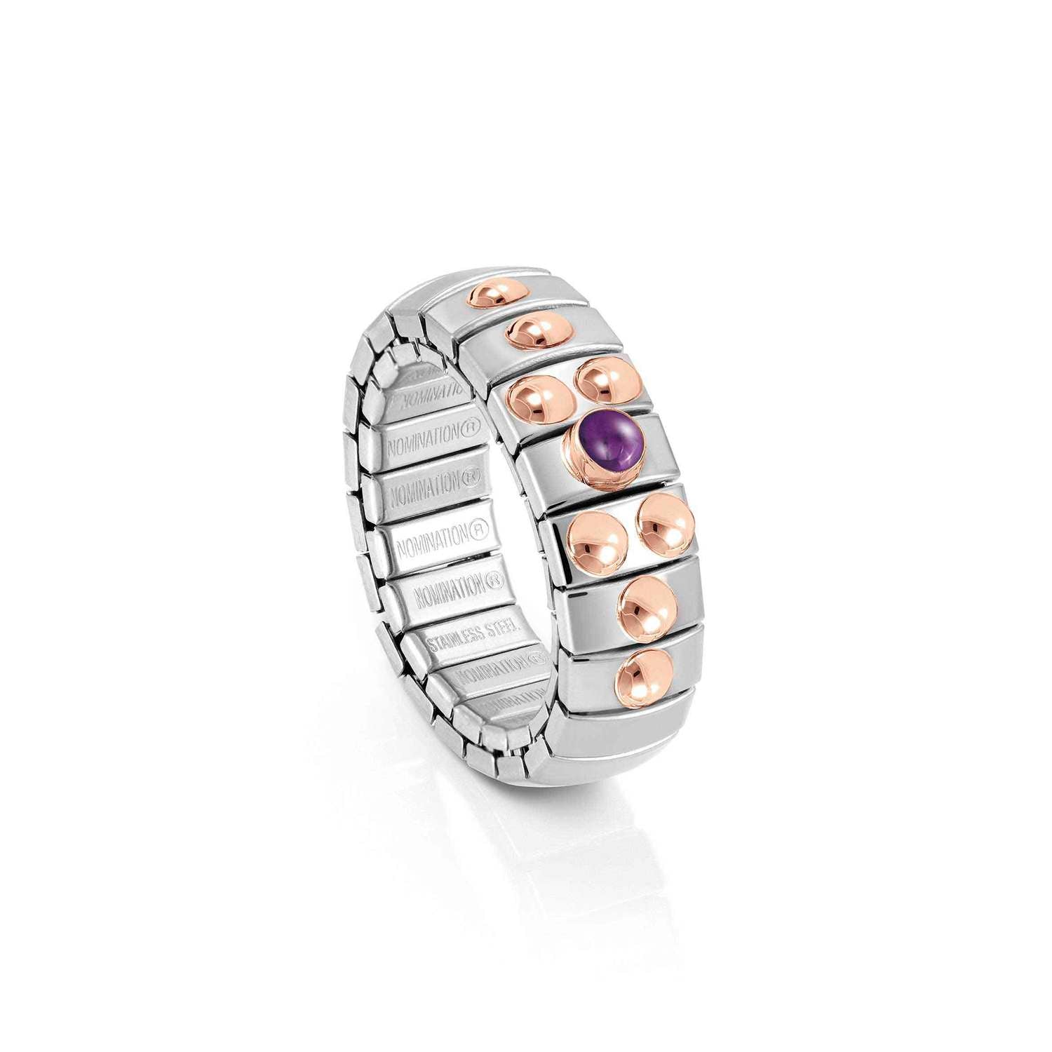Nomination XTE SMALL Ring aus Edelstahl, mit 9Kt Rosegold und 1 Edelstein verziert (013_AMETHYST)