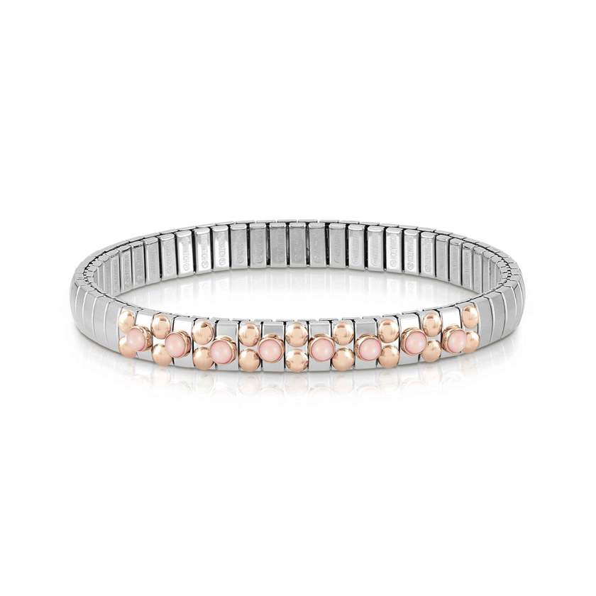 Nomination XTE SMALL Armband aus Edelstahl, mit 9Kt Rosegold und 8 Edelsteinen verziert (006_KORALLE ROSA)