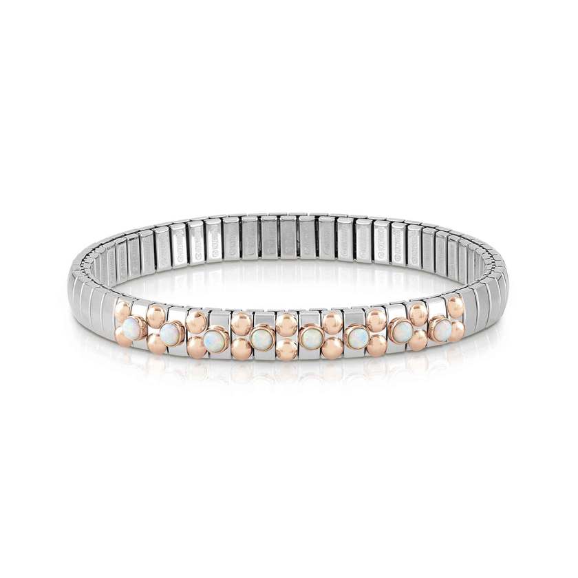 Nomination XTE SMALL Armband aus Edelstahl, mit 9Kt Rosegold und 8 Edelsteinen verziert (022_OPAL WEISS)