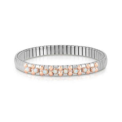 Nomination XTE SMALL Armband aus Edelstahl, mit 9Kt Rosegold und 8 Edelsteinen verziert (022_OPAL WEISS)