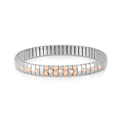 Nomination XTE SMALL Armband aus Edelstahl, mit 9Kt Rosegold und 3 Edelsteinen verziert (007_PERLE WEISS)