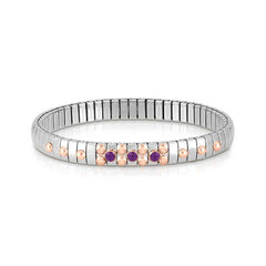 Nomination XTE SMALL Armband aus Edelstahl, mit 9Kt Rosegold und 3 Edelsteinen verziert (013_AMETHYST)