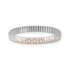 Nomination XTE SMALL Armband aus Edelstahl, mit 9Kt Rosegold und 3 Edelsteinen verziert (022_OPAL WEISS)