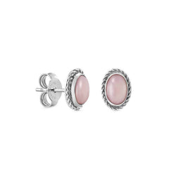 Nomination EARRINGS Ohrstecker aus Edelstahl, mit ovalen Edelsteinen in Kordelfassung aus 925er Silber (024_OPAL ROSA)