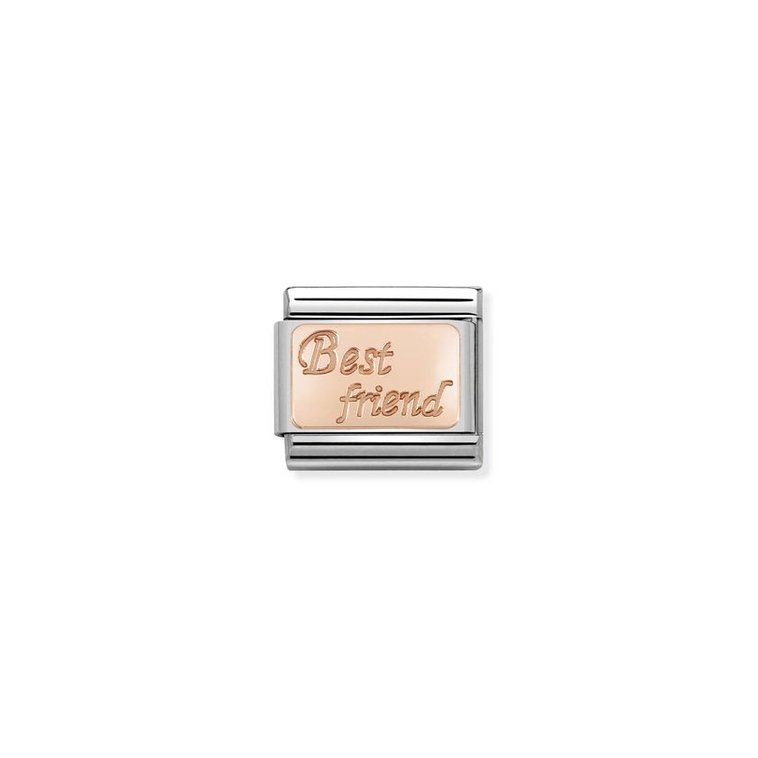 Nomination COMPOSABLE CLASSIC ENGRAVED SCHRIFTZUEGE aus Edelstahl, mit 9Kt Gold verziert (16_Best Friend)