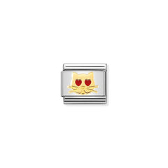 Nomination COMPOSABLE CLASSIC SYMBOLE Element aus Edelstahl, mit 18Kt Gelbgold und Emaille verziert, (43_Katze mit Herzaugen)