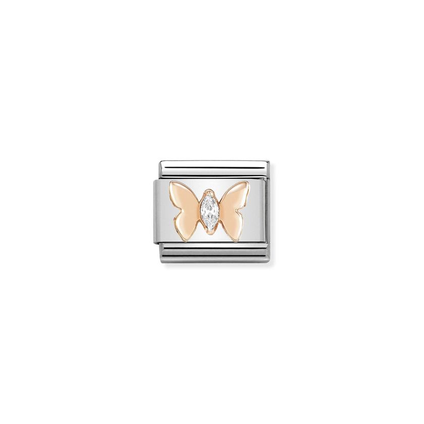 Nomination COMPOSABLE CLASSIC SYMBOLE aus Edelstahl, mit 9Kt Rosegold verziert, (19_Schmetterling)