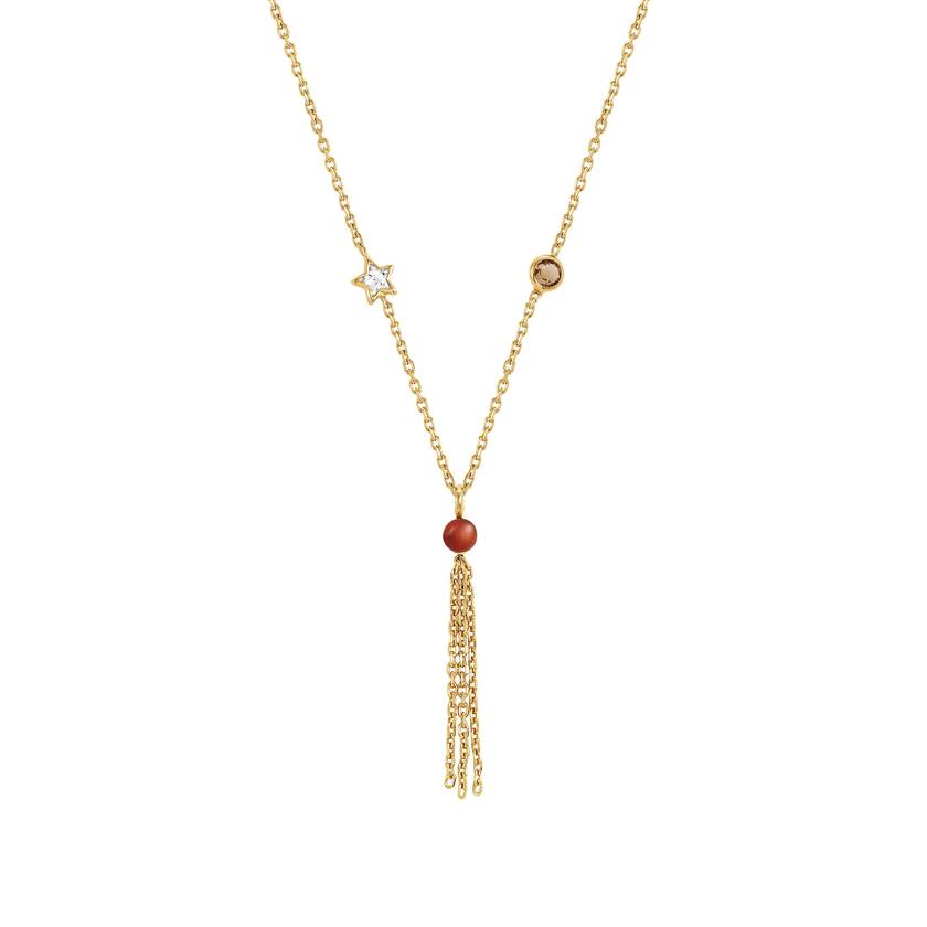 Nomination BELLA DREAM EDITION Halskette aus 925er Silber, mit Edelsteinen und Kristallen verziert (Quaste), (012_(Gelb vergoldet))