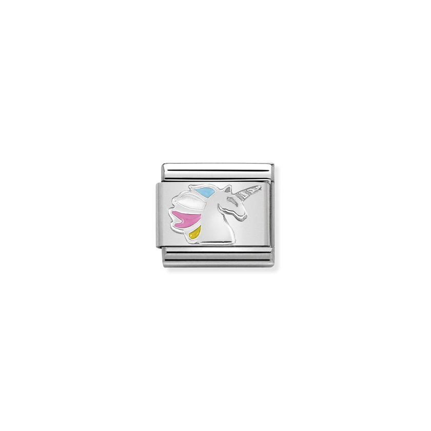 Nomination COMPOSABLE CLASSIC SYMBOLE aus Edelstahl, mit Emaille und 925er Silber verziert, (16_Einhorn)