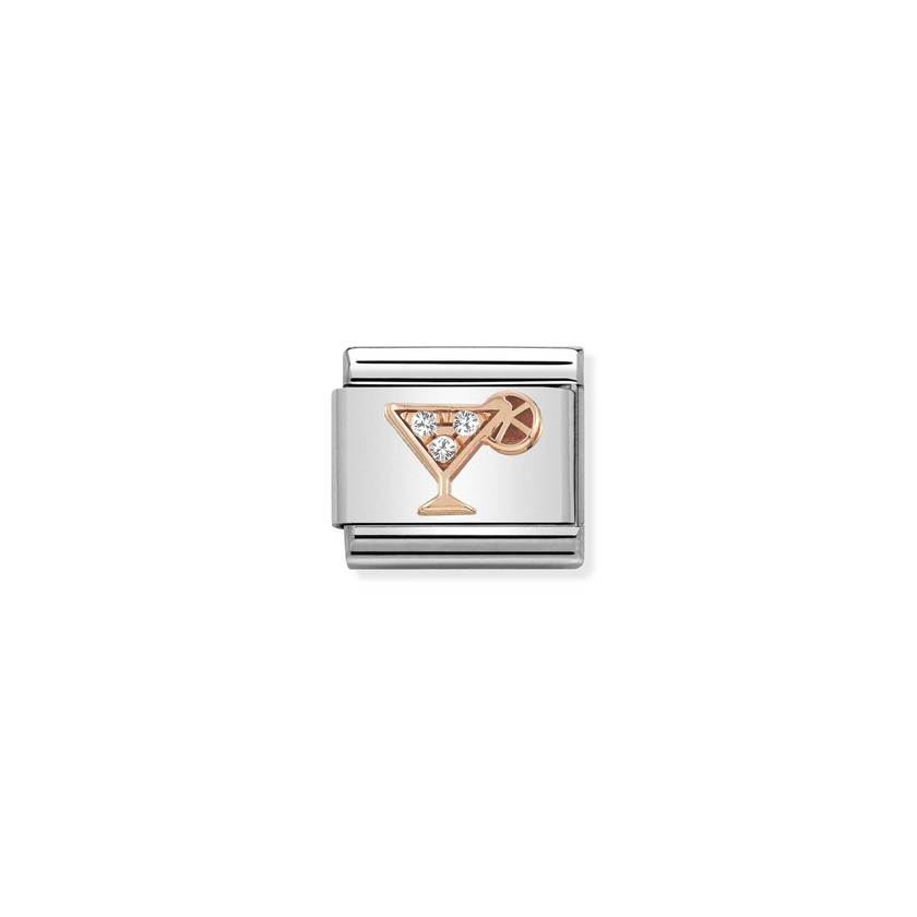 Nomination COMPOSABLE CLASSIC SYMBOLE aus Edelstahl, mit 9Kt Rosegold verziert, (28_Cocktail)