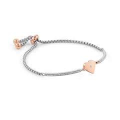 Nomination MILLELUCI Armband aus Edelstahl, mit Cubic Zirkonia verziert, dazu ein rose PVD-beschichtetes Schmuckelement (022_Herz)