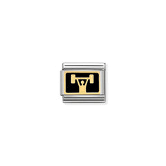 Nomination COMPOSABLE CLASSIC PLAETTCHEN Edelstahl, Email und 18k gold (13_Gewichtheben)