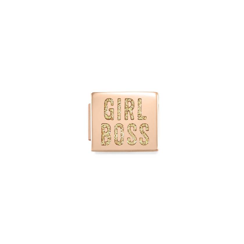 Nomination COMPOSABLE GLAM SYMBOLE Element aus Edelstahl, mit Emaille verziert, rosegold PVD-beschichtet (02_GIRL BOSS)