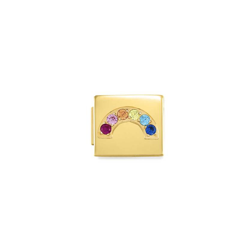 Nomination COMPOSABLE GLAM SYMBOLE Element aus Edelstahl, mit Cubic Zirconia verziert, gelbgold PVD-beschichtet (01_Regenbogen)