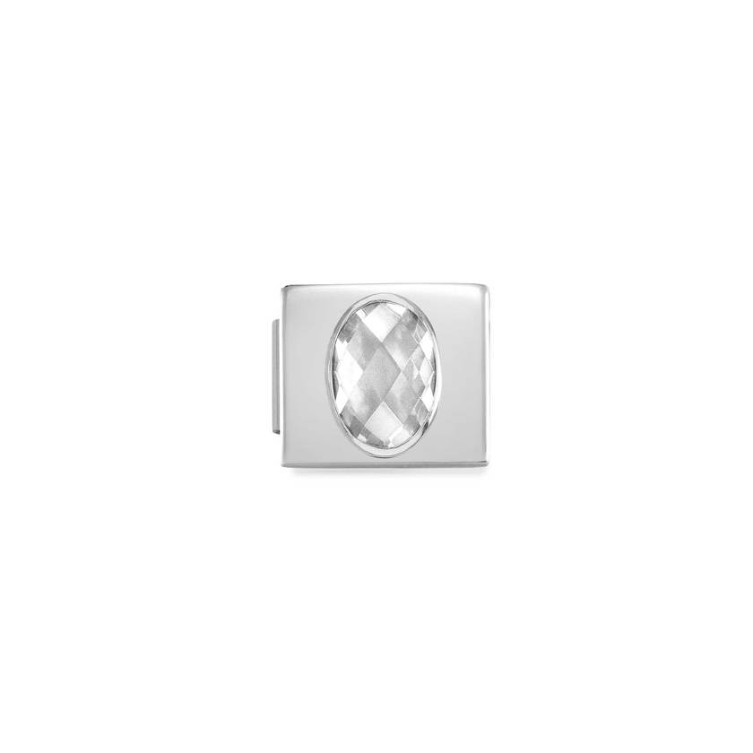 Nomination COMPOSABLE GLAM FAC, CZ Element aus Edelstahl, mit facettiertem Cubic Zirconia verziert (01_weiss)