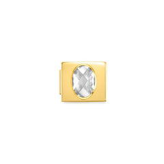 Nomination COMPOSABLE GLAM FAC, CZ Element aus Edelstahl, mit facettiertem Cubic Zirconia verziert, gelbgold PVD-beschichtet (01_weiss)