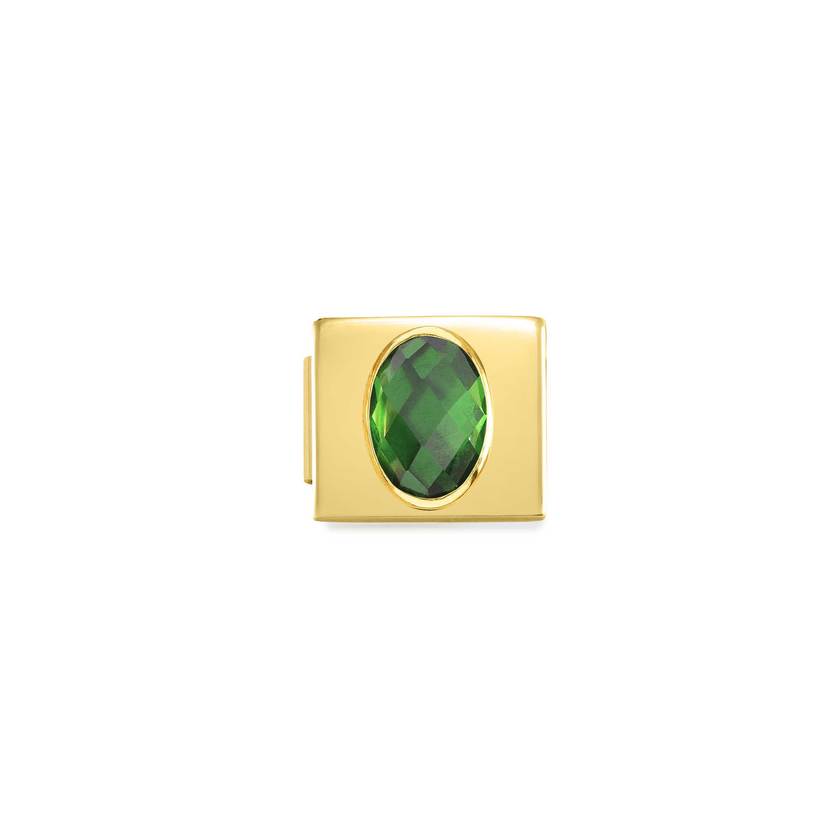 Nomination COMPOSABLE GLAM FAC, CZ Element aus Edelstahl, mit facettiertem Cubic Zirconia verziert, gelbgold PVD-beschichtet (03_GRUN)