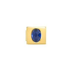 Nomination COMPOSABLE GLAM FAC, CZ Element aus Edelstahl, mit facettiertem Cubic Zirconia verziert, gelbgold PVD-beschichtet (04_BLAU)