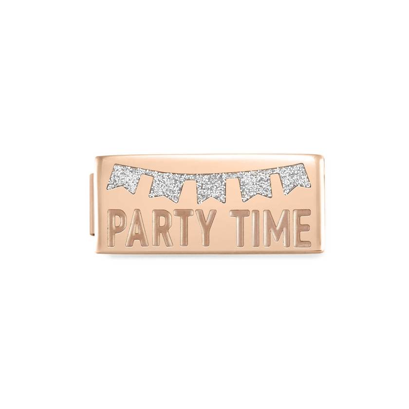Nomination COMPOSABLE GLAM DOUBLE SYMBOLE Element aus Edelstahl, mit Emaille verziert, rosegold PVD-beschichtet (02_Party Time)