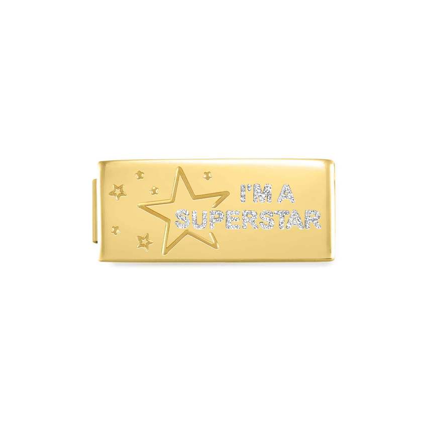 Nomination COMPOSABLE GLAM DOUBLE SYMBOLE Element aus Edelstahl, mit Emaille verziert, gelbgold PVD-beschichtet (02_Superstar)
