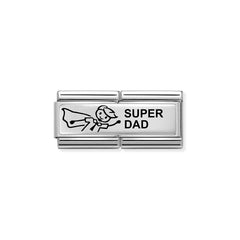 Nomination COMPOSABLE CLASSIC DOUBLE ENGRAVED aus Edelstahl, mit 925er Silber verziert, (39_Super Dad)