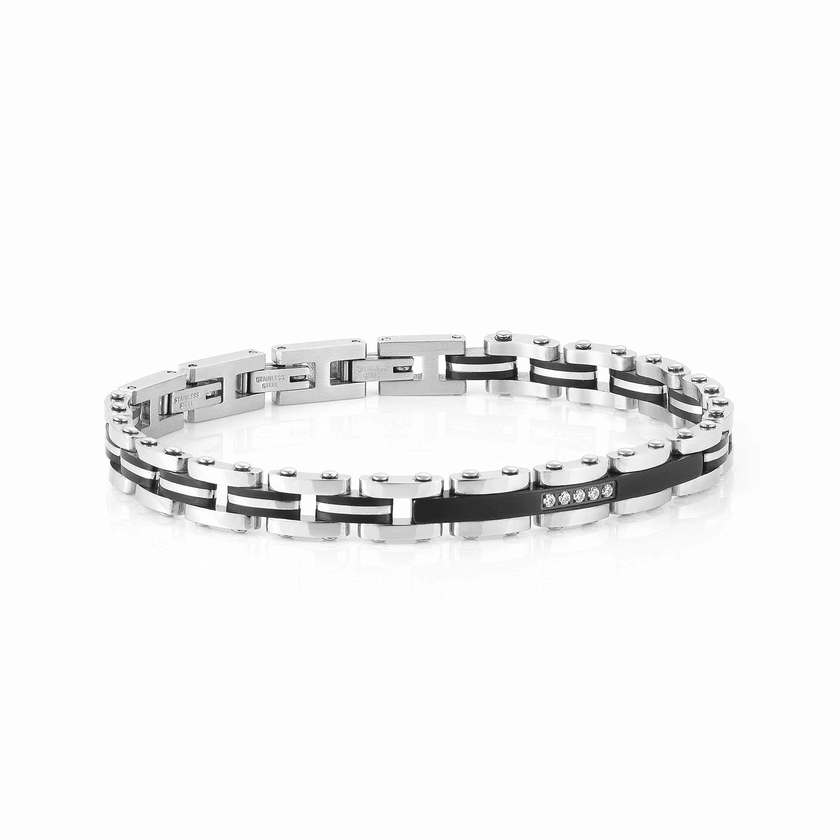 Nomination STRONG Armband aus Edelstahl, dazu ein mit Cubic Zirconia verziertes Schmuckelement (004_Mix 2)
