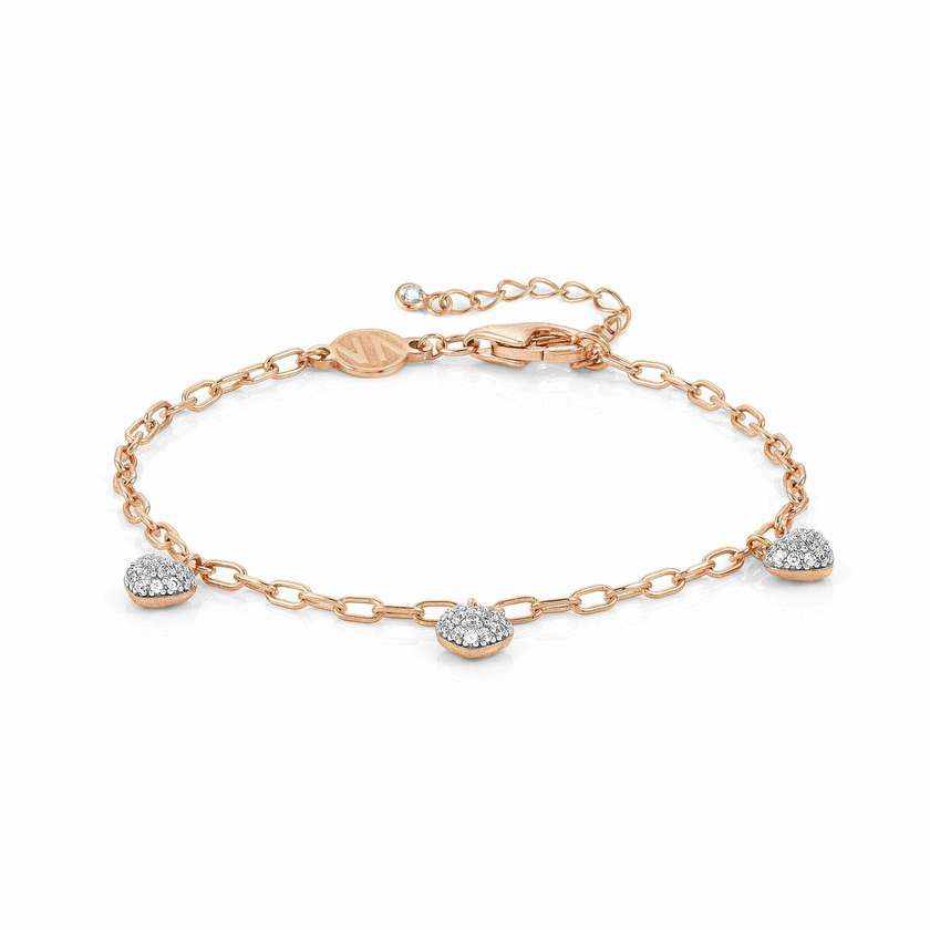Nomination EASYCHIC LOVE EDITION Armband aus 925er Silber, dazu 3 mit Cubic Zirconia in Pave-Fassung verzierte Herzen (022_Herz (Weiss, Rosegold))