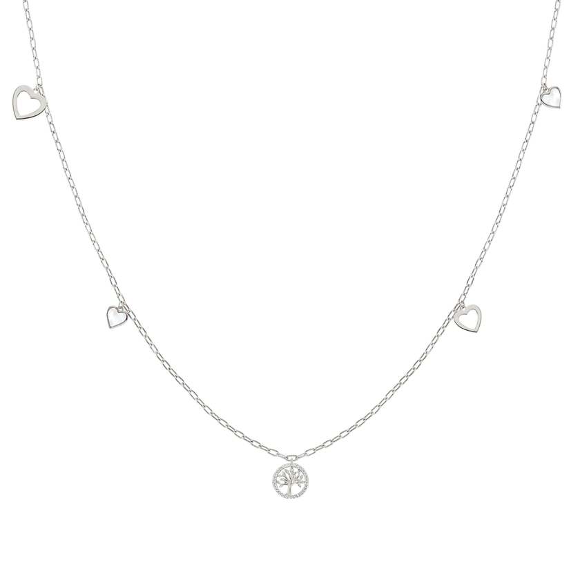 Nomination VITA Halskette (L: 90cm) aus 925er Silber, dazu 3 mit Cubic Zirconia und Edelsteinen verzierte Anhaenger (005_Lebensbaum (Silber))