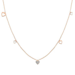 Nomination VITA Halskette (L: 90cm) aus 925er Silber, dazu 3 mit Cubic Zirconia und Edelsteinen verzierte Anhaenger (006_Herz (Rosegold))