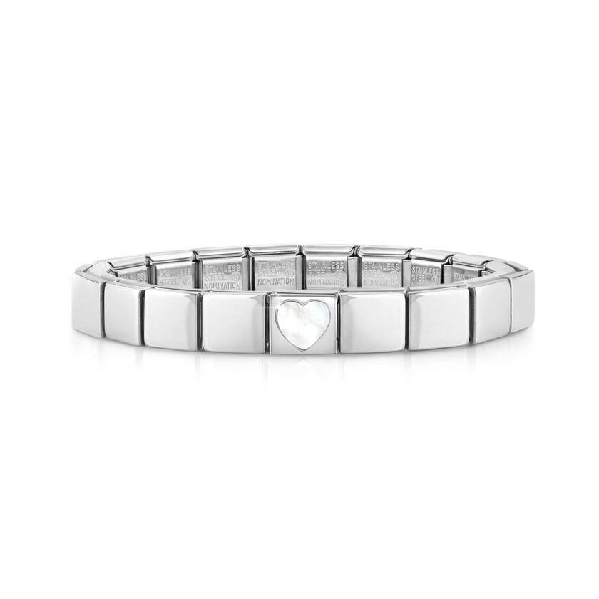 Nomination COMPOSABLE GLAM Armband aus Edelstahl (1 Symbol) (11_Herz (Perlmutt, Weiss))