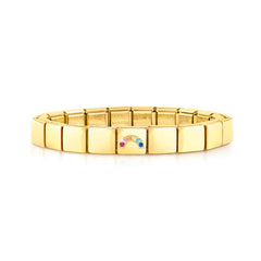 Nomination COMPOSABLE GLAM Armband aus Edelstahl (1 Symbol), gelbgold PVD-beschichtet (04_Regenbogen)