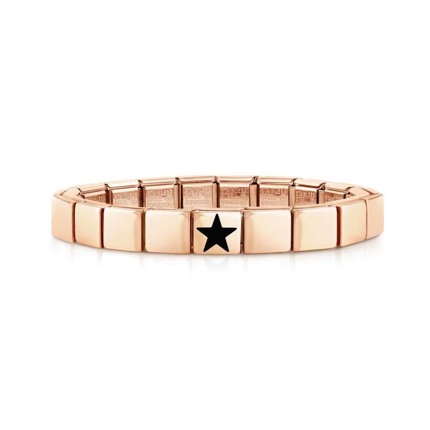 Nomination COMPOSABLE GLAM Armband aus Edelstahl (1 Symbol), rosegold PVD-beschichtet (05_Stern (Schwarz))