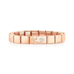 Nomination COMPOSABLE GLAM Armband aus Edelstahl (1 Symbol), rosegold PVD-beschichtet (17_Doppel-Link Girl Power)