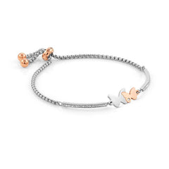 Nomination MILLELUCI Armband aus Edelstahl, mit Cubic Zirkonia verziert, dazu ein rose PVD-beschichtetes Schmuckelement (053_(doppelter Schmetterling))