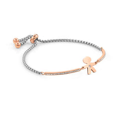 Nomination MILLELUCI Armband aus Edelstahl, mit Cubic Zirkonia verziert, dazu rose PVD-beschichtete Schmuckelemente (027_Junge mit Herz)