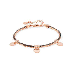 Nomination CHIC&CHARM Tennis-Armband aus 925er Silber, mit Cubic Zirkonia voll besetzt, dazu Anhaenger (002_Rose vergoldetes Herz)