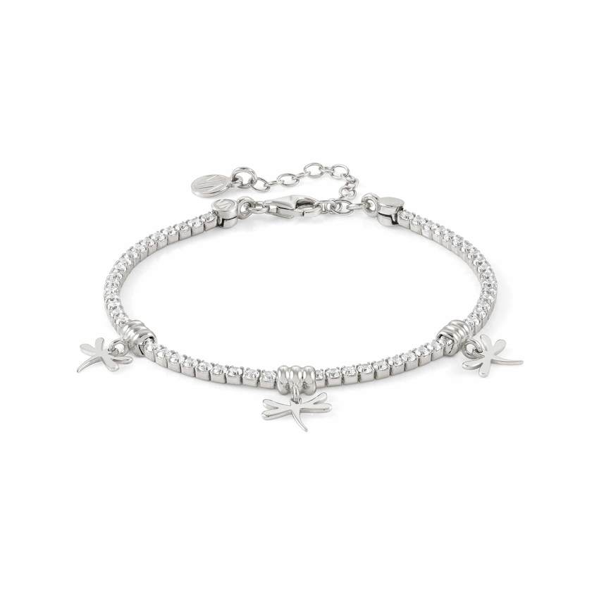 Nomination CHIC&CHARM Tennis-Armband aus 925er Silber, mit Cubic Zirkonia voll besetzt, dazu Anhaenger (046_(Libelle, Silber))