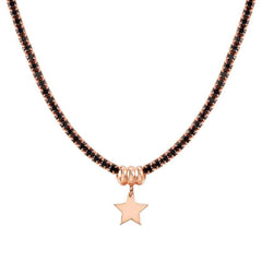 Nomination CHIC&CHARM Tennis-Halskette aus 925er Silber, mit Cubic Zirkonia halb besetzt, dazu Anhaenger (033_(Stern, Rose))