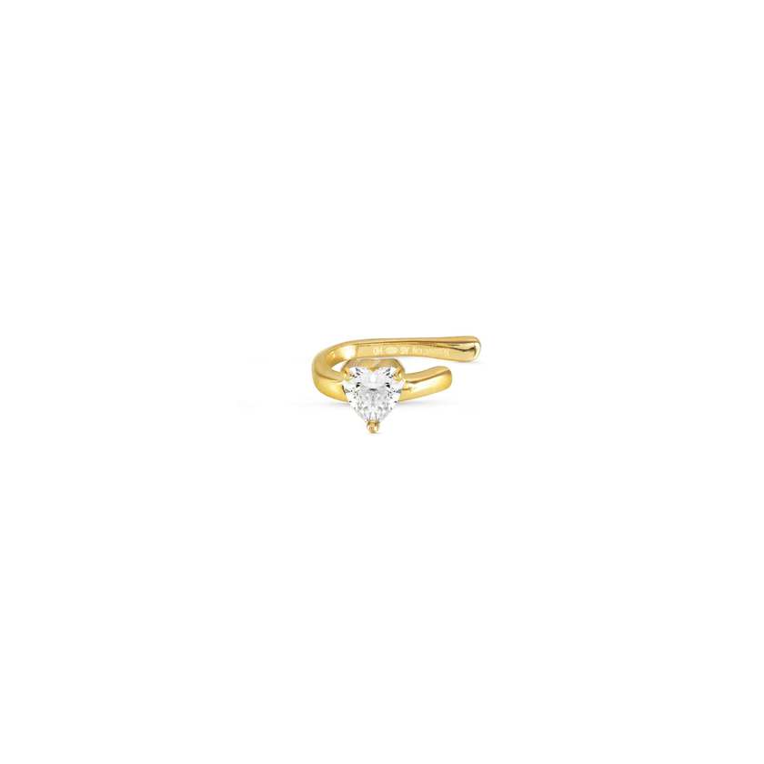 Nomination SENTIMENTAL Solitaer-Ear Cuff aus 925er Silber, mit Cubic Zirkonia verziert (008_Herz Gelbgold)